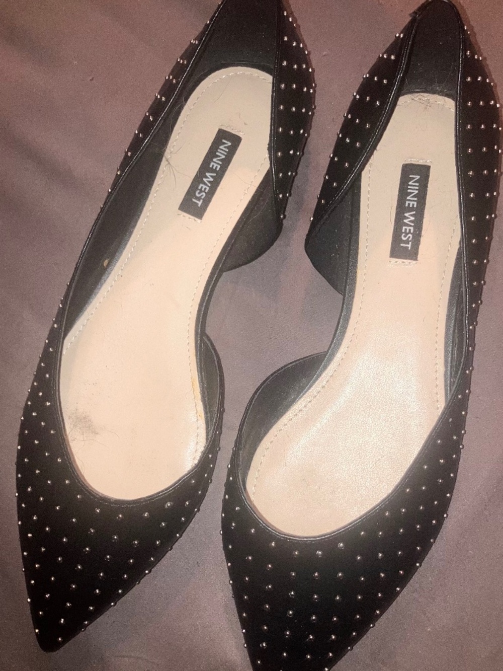 Women’s Nine West Black Studded Flats